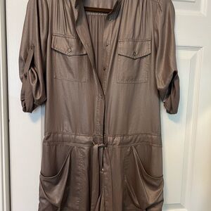 BCBGMaxAzria Taupe Button-Up Top